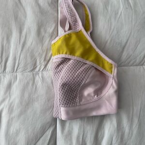 Nike pink and yellow alpha ultra breathe sports bra